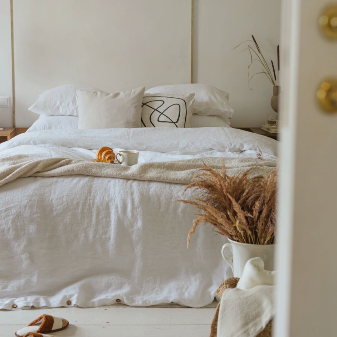 Juego de ropa de cama de lino lavado premium ✨ (1 DC+2 fundas de almohada)