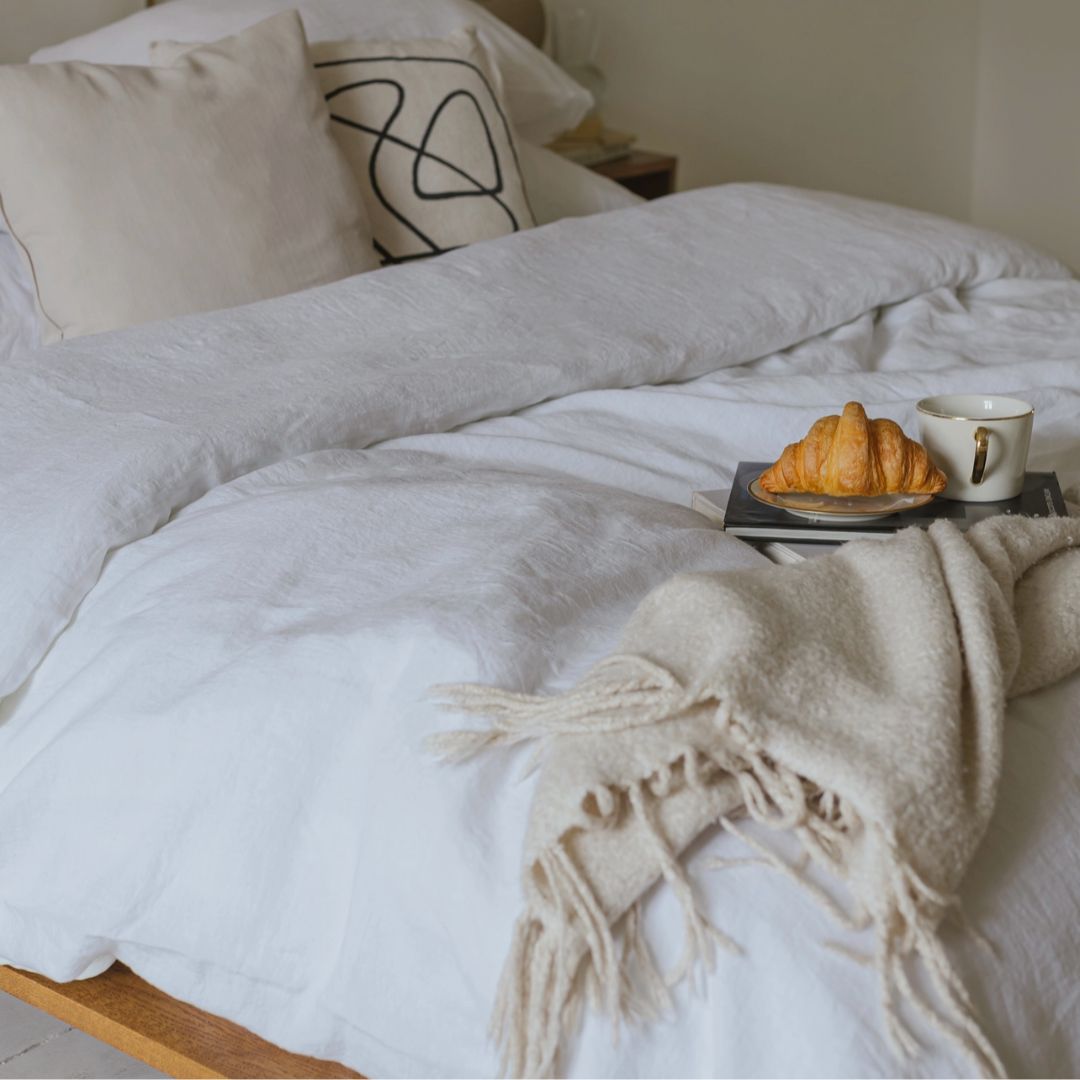 Juego de ropa de cama de lino lavado premium ✨ (1 DC+2 fundas de almohada)