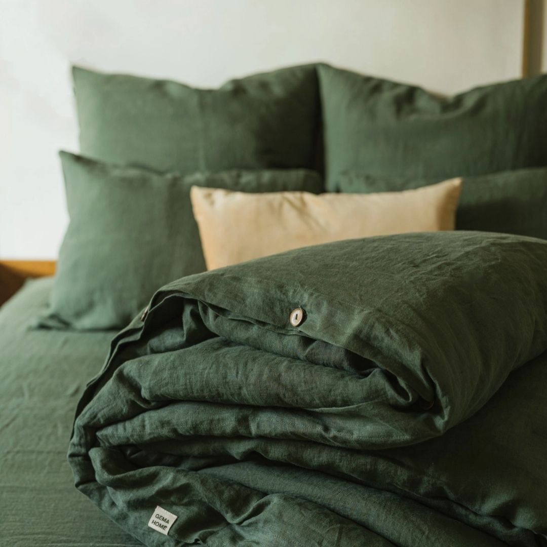 Juego de ropa de cama de lino lavado premium ✨ (1 DC+2 fundas de almohada)