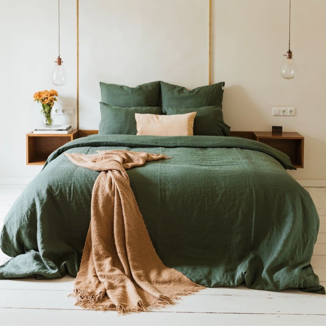 Juego de ropa de cama de lino lavado premium ✨ (1 DC+2 fundas de almohada)
