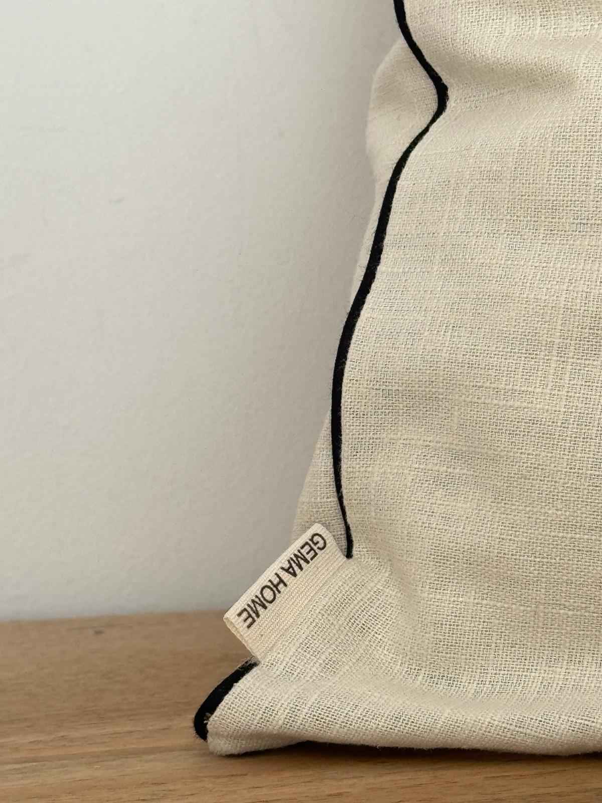 Funda de Cojín IBIZA, Natural con ribete negro