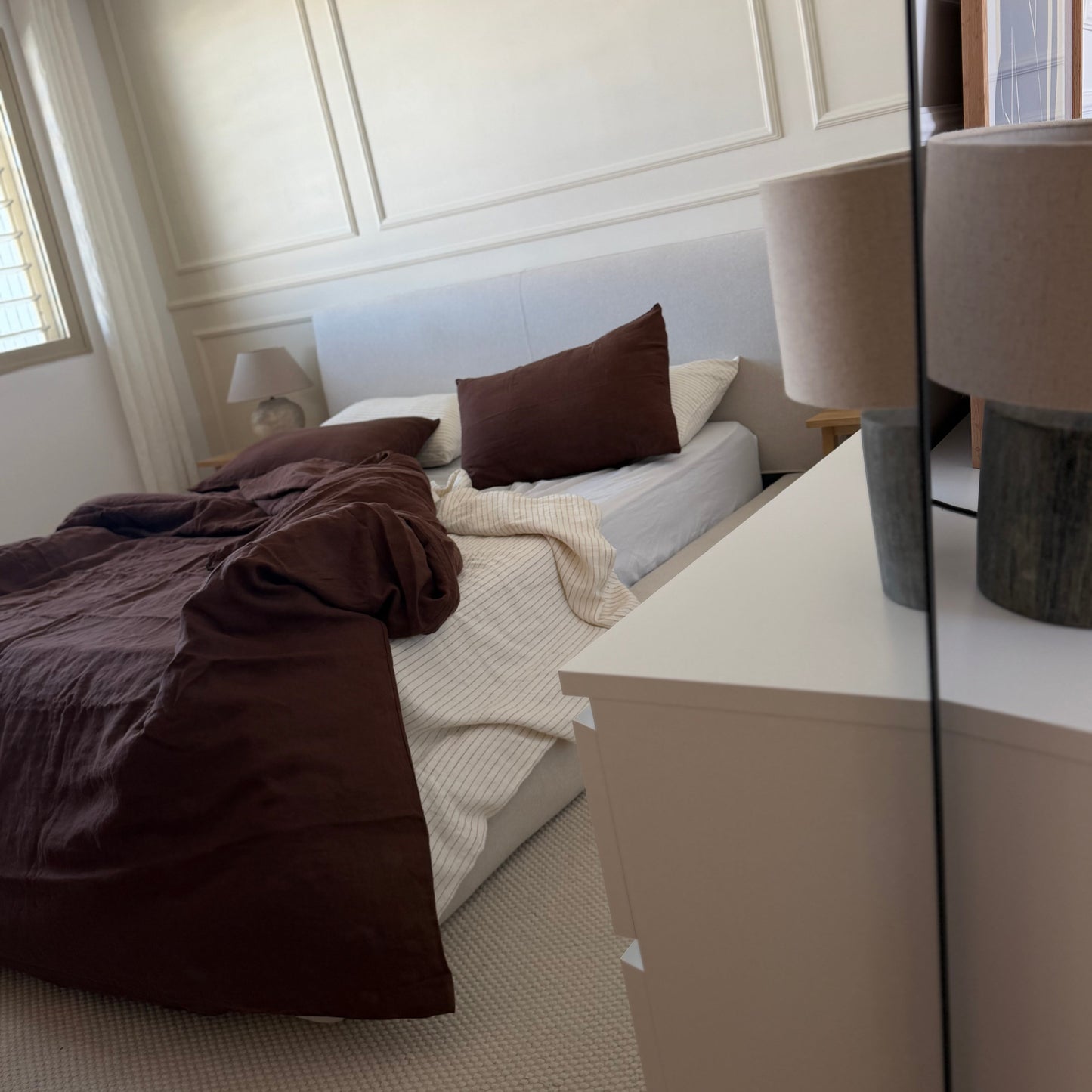 Juego de cama de lino · Chocolate