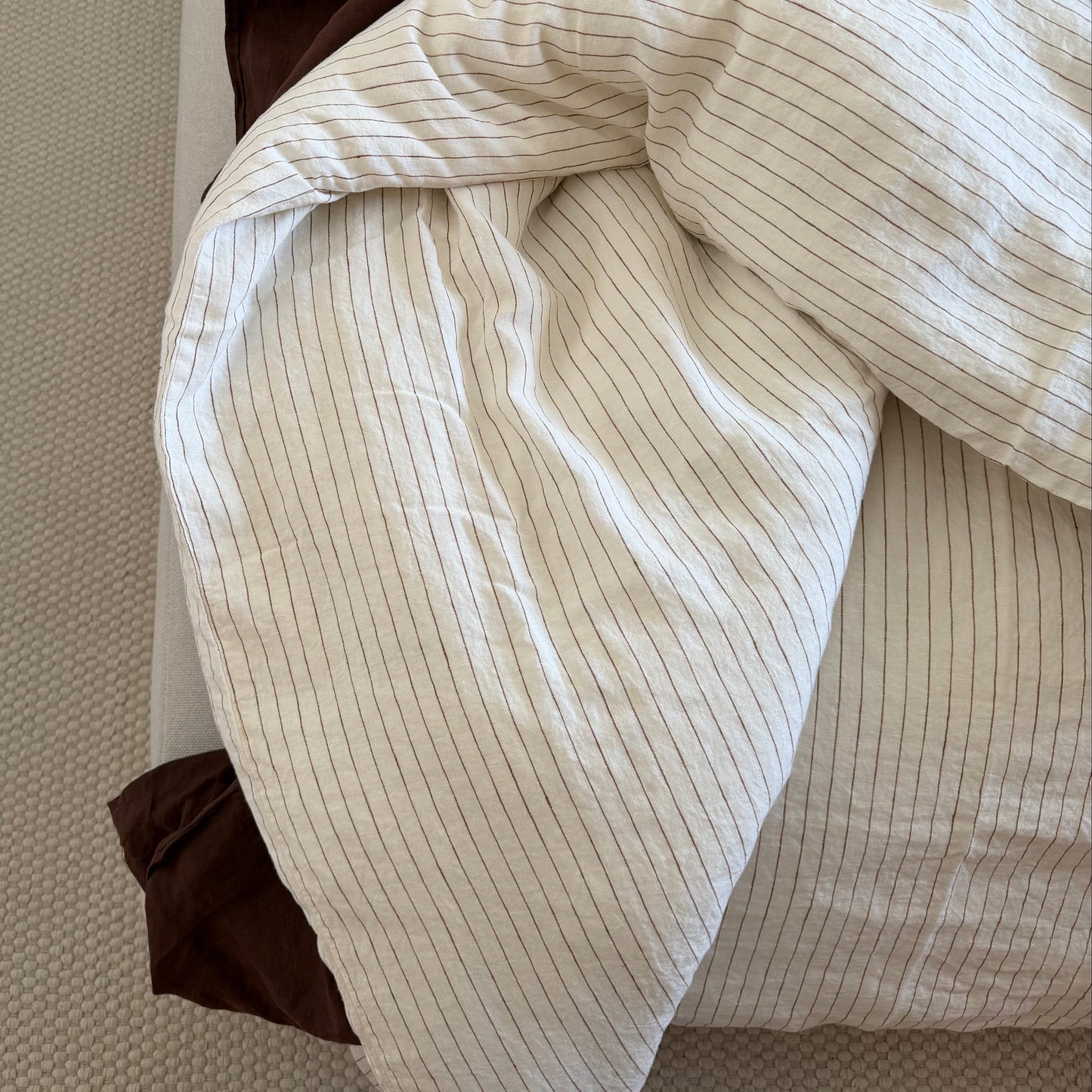 Juego de cama de lino · Rayas Tabaco