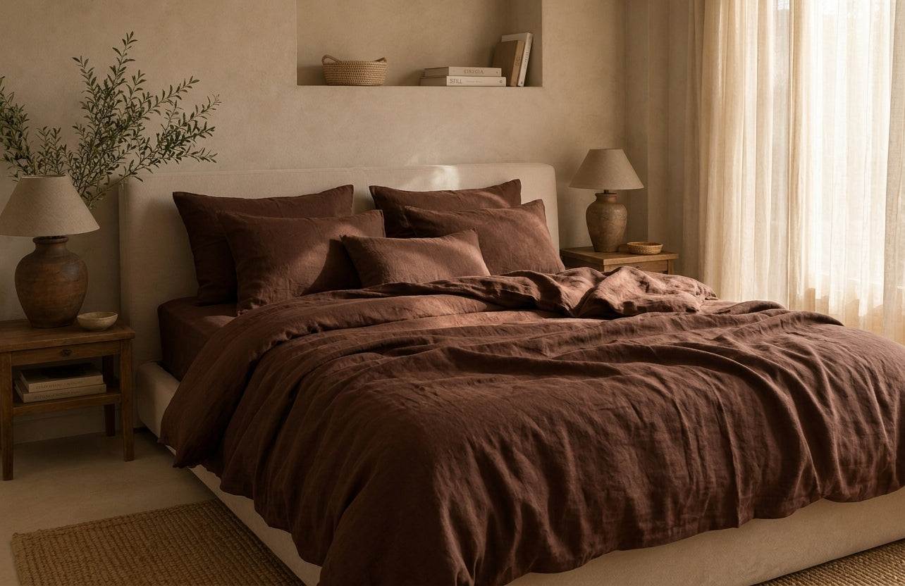 Parure de lit en lin · Chocolat