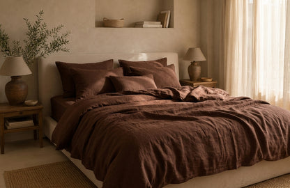 Parure de lit en lin · Chocolat