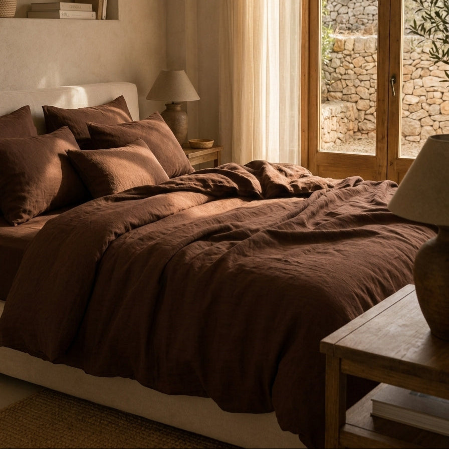 Parure de lit en lin · Chocolat