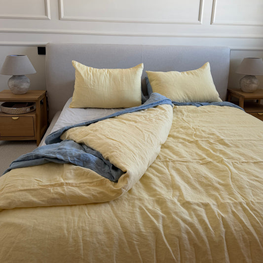 Juego de cama de lino · Amarillo Manteca