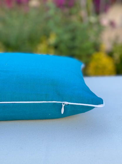 Housse de coussin AMALFI avec bordure blanche