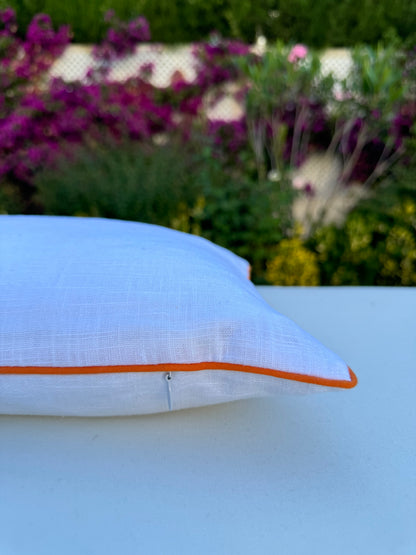 Funda de Cojín AMALFI con ribete naranja