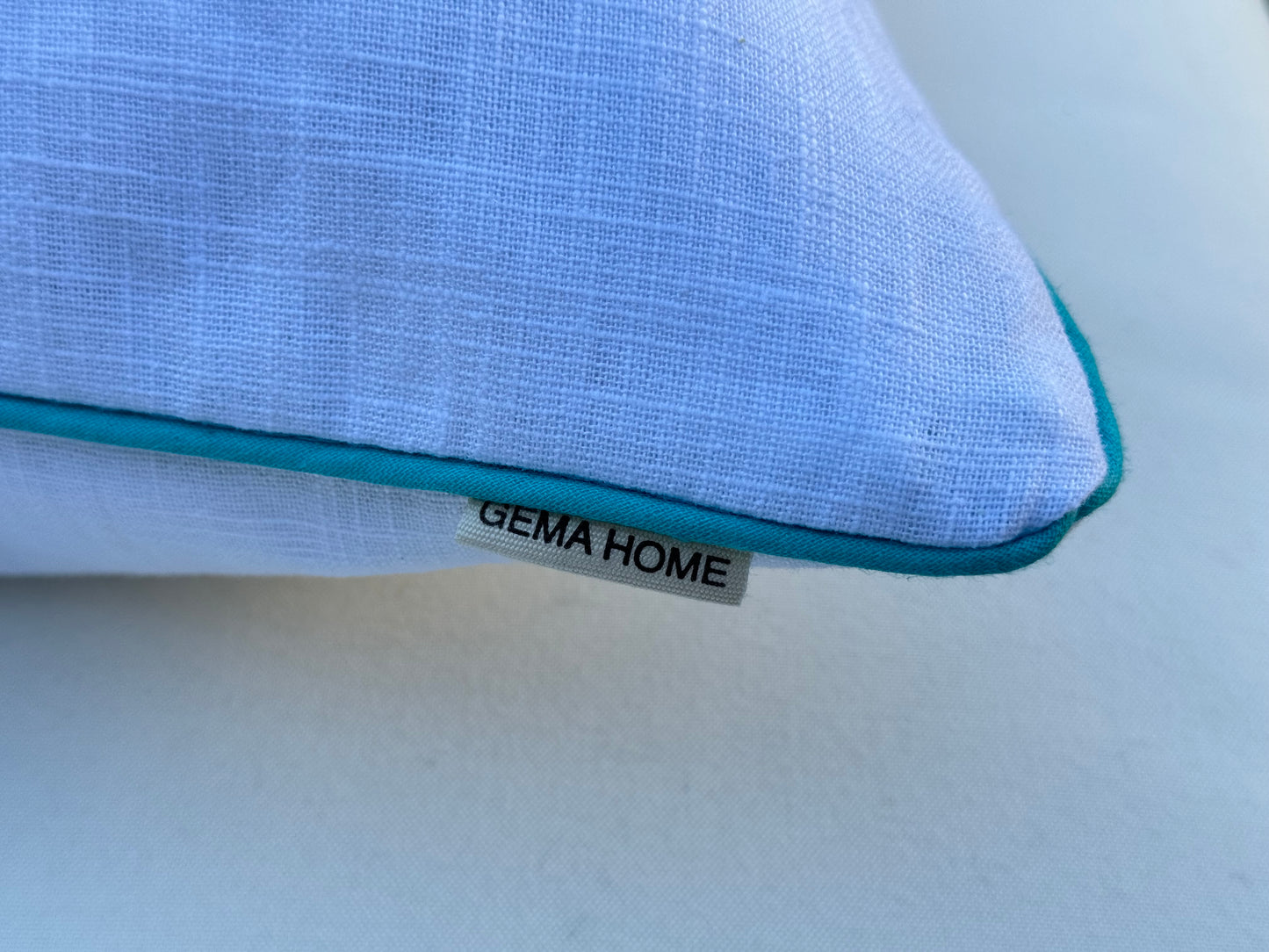 Funda de Cojín AMALFI con ribete Cielo