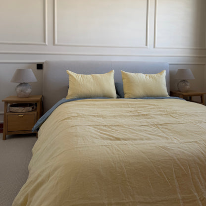 Juego de cama de lino · Amarillo Manteca