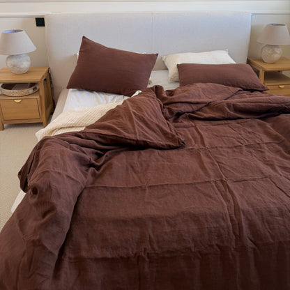 Juego de cama de lino · Chocolate