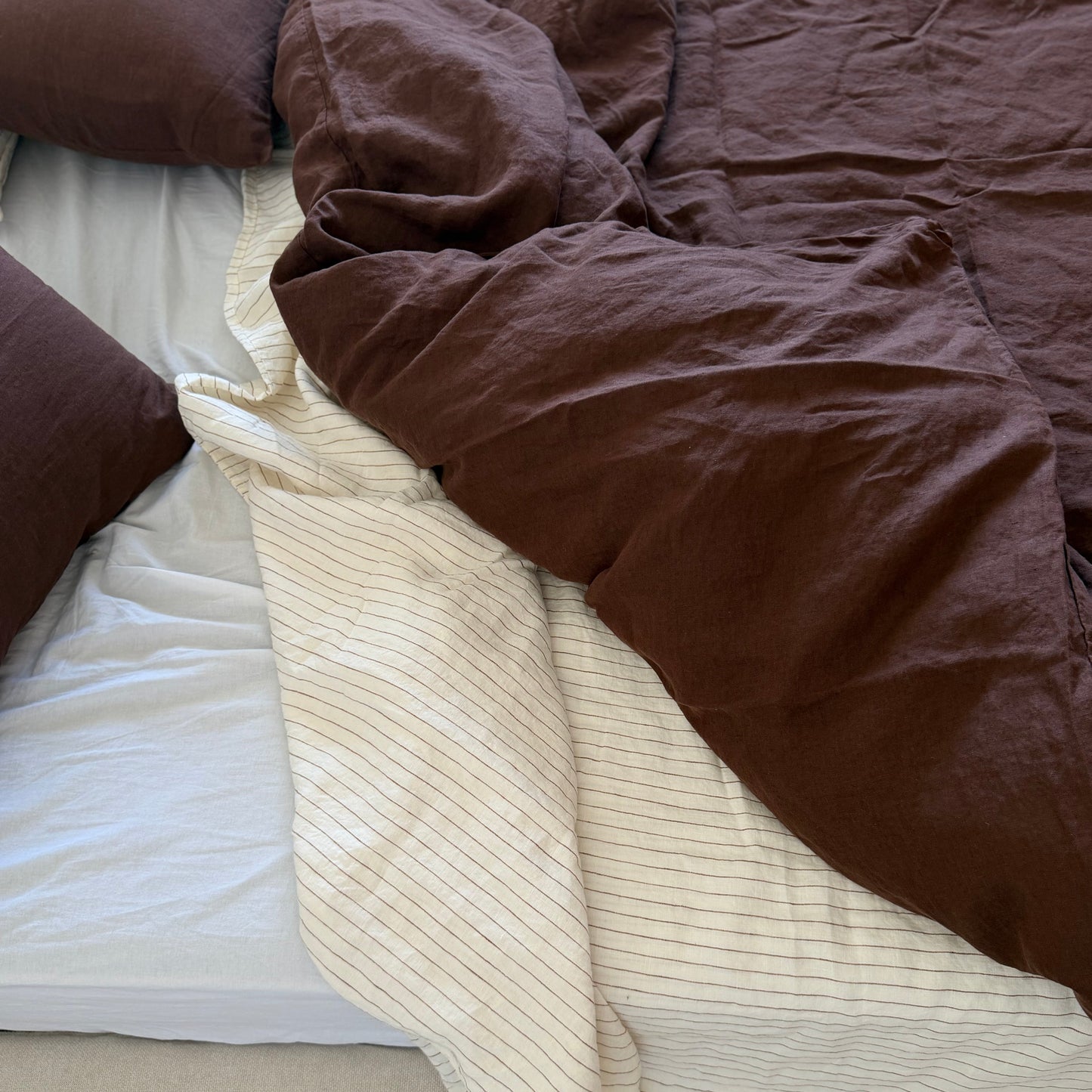 Juego de cama de lino · Chocolate