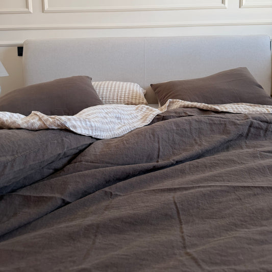 Juego de cama de lino · Oliva Oscuro