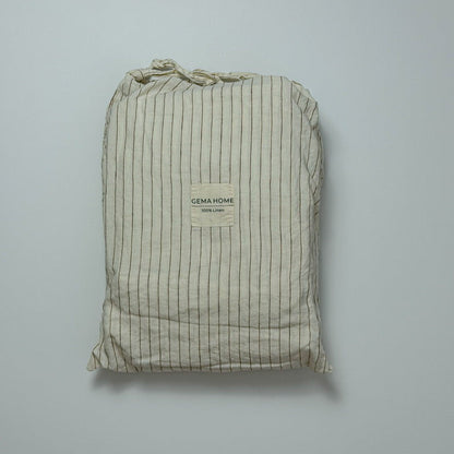 Juego de cama de lino · Rayas Tabaco