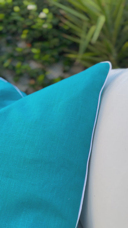 Housse de coussin AMALFI avec bordure blanche